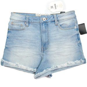 NWT Altar’d State Womens Jean Shorts High Rise Light Blue Denim Frayed Hem Sz 29